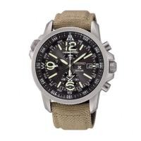 ราคา Seiko นาฬิกาข้อมือผู้ชาย สายหนังบุผ้า Prospex X Solar Alarm Chronograph SSC293P1 (1588073191)