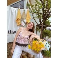 ราคา บราฉลุดอกไม้ แต่งลูกไม้ดำสีชมพู Pitcha-พิชชา (28326504083)