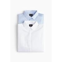 ราคา H&M(เอชแอนด์เอ็ม) เสื้อเชิ้ตทรงสลิมฟิต 2 ตัว ผ้ารีดง่าย ผู้ชาย 1307835_1 (44117041354)