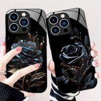 ราคา เคสโทรศัพท์มือถือแบบแก้ว ลายดอกกุหลาบ ใบไม้สีทอง สําหรับ Iphone 15 Promax 14Plus 13 12 11 Promax 7 8 Xsmax (21094992366)