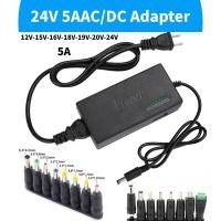 ราคา แหล่งจ่ายไฟแบบปรับได้ 12V ~ 24V 5A 96W Universal 100V-240V AC/DC Power Adapter Converter 12V 15V 18V 19V 20V 24V แหล่งจ่ายไฟ 8 DC เคล็ดลับและขั้ว Converter สําหรับ LED Strip Light (43300884153)