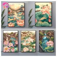 ราคา Pl โลตัสทิวทัศน์ 5D DIY เพชรทาสีคริสตัลรอบฝังเพชรชุดเพชรน้ําเพชรภาพวาดตกแต่งบ้าน 30x40 ซม./40x50 (27309164090)