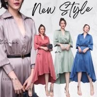 ราคา Mirrorsister #10309.9 เดรสซาตินทรงเรียบหรู เดรสเรียบหรู ชุดทำงาน ชุดออกงาน (23309123672)