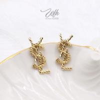 ราคา WFH ต่างหูก้านเงินแท้ • silver pin • YSL in gold (5103024723)