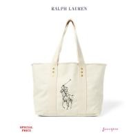 ราคา RALPH LAUREN CANVAS MEDIUM BIG PONY TOTE (1528422121)