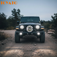 ราคา TCYATO H4 ไฟหน้า LED 7 Angel Eye DRL ไฟหน้ารถ LED ทรงกลม สําหรับมอเตอร์ไซค์ รถออฟโรด Jeep JK สปอตไลท์ ไฟทํางาน (47450704006)