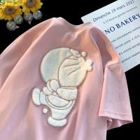 ราคา เสื้อยืดสีชมพูแขนสั้นทรงโอเวอร์ไซส์ลายโดราเอมอน สำหรับคนที่ชอบโดราเอมอน (57200135227)