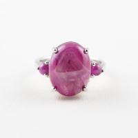 ราคา SALE! แหวนพลอยทับทิมแท้ เผาเก่า หลังเบี้ย 7.7 ct กินบ่เซี้ยง เงินแท้ ชุบทองคำขาว (3505200955)