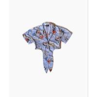 ราคา เสื้อผ้าคอตตอน ZARA สีฟ้า ลายสมอเรือ มีซิปซ่อนด้านตะเข็บข้าง ผูกเอวแบบชิคๆ (41900360209)