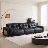 ราคา หนังแท้สไตล์อิตาลี มินิมอล โซฟา ห้องนั่งเล่น สไตล์โบราณ เพชรดำ ชั้นบน หนังวัว สีดำ โซฟา สไตล์วินเทจ LCOU (41956849247)