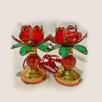 ราคา โคมไฟดอกบัว เชิงเทียนดอกบัว สีแดง สูง 12 cm (คู่) (47350823828)