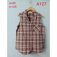 ราคา เสื้อเชิ้ตแขนกุดลายสก็อต (28559162931)