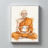 ราคา ภาพมงคล พระบูชา รูปหลวงปู่ดู่ วัดสะแก ภาพวาดหลวงพ่อพร้อมกรอบ 4x6 นิ้ว งานพิมพ์ศิลปะพุทธบูชา สไตล์มินิมอล กรอบติดผนัง (43175234666)