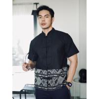 ราคา (Preorder)เสื้อผ้าแฟชั่น ผ้าฝ้ายฟอกนุ่มสีดำทรงล้านนาคอจีนประดับผ้าทอลายน้ำไหล no.19ดำล้านนาน้ำไหล (Preorder) (57950281990)