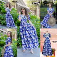 ราคา ป้าย Ananyaเดรสยาวลายดอกสีสวย คอวีแต่งริ้วงานปักดอก แขนตุ๊กตา กระโปรงยาวจีบพริ้วๆสวยมาก ทรงเจ้าหญิงๆ (15748889543)