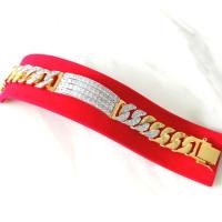 ราคา สร้อยข้อมือผู้ชายเลสเพชรสี่เหลี่ยมฝังล็อค 4 แถว สายจิกเพชร ชุบทองไมครอนหน้าทองคำขาว (7497471707)