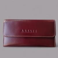 ราคา กระเป๋าสตางค์สามพับใบยาวหนังแท้สีม่วง (40006399552)