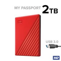 ราคา WD External Harddisk 2TB ฮาร์ดดิสก์แบบพกพา My Passport, USB 3.0 External HDD 2.5" (WDBYVG0020BRD-WESN) สีแดง ประกัน 3ปี (6167649987)