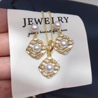 ราคา ไซโก้ สไตล์ไข่มุกน้ําจืดธรรมชาติจี้ต่างหูเพชรเรขาคณิตคลื่นสีมุกชุดเครื่องประดับผู้หญิง (47901752757)