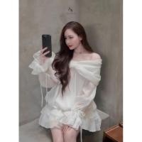 ราคา แมว เดรสไหมพรมปาดไหล่ดีไซน์ผูกโบว์สไตล์เลดี้ไลค์ (43508833357)