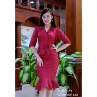 ราคา เสื้อไหมลาว รุ่นคอวีกระดุมหน้าติดโบว์หวานน่ารักมากๆค่ะ สินค้านำเข้าจากเวียงจันทร์% (3161141881)