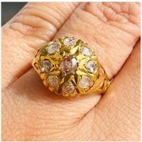 ราคา แหวนเพชรซีก ตัวเรือนทองแท้90% หนัก2.58กรัม งานโบราณทรงบัวคว่ำ (25538446637)