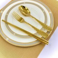 ราคา TwinFish 4ชิ้น ชุดช้อนส้อมสแตนเลสสีทอง ลัคชูรี่ หรูหรา สีไม่หลุดลอก รับประกันคุณภาพ รหัส16สีทอง (24543062647)