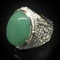 ราคา แหวนหยก แหวนครุฑ แหวนเงินแท้ 92.5% ข้างลายพญาครุฑ ประดับ หยก (CZ) YTG-10826 (7160064368)