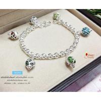 ราคา สร้อยข้อมือเงินแท้ 99.9% งานสุโขทัย ลายผ่าหวาย ร้อยก้นหอย ลงยาแบบคละสี SK0043 (316451487)