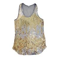 ราคา Monacoco MN487 เสื้อกล้ามเทาปักเลื่อมสีทองเงินระยิบระยับแวววาว (24427745487)