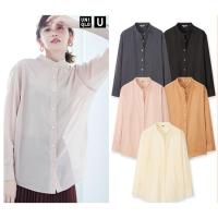 ราคา Uniqlo U เสื้อเชิ้ตคอจีน สีครีมออกเหลืองอ่อน ผ้ากึ่งๆซีทรู (43501255624)