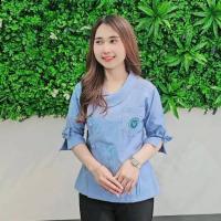 ราคา เสื้อฟ้าริ้วสาธารณสุข เสื้อกาวน์ฟ้าริ้วสาธารณสุข แขน 3 ส่วน รุ่นกันยา (25260845727)