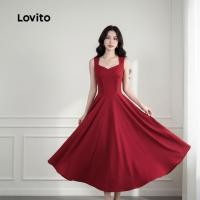 ราคา Lovito ชุดเดรสสีแดงสําหรับฤดูร้อนผู้หญิง L157ED448 (55451826884)