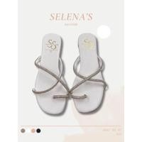 ราคา Size 40 แค่ลอง* รองเท้าแตะเส้นเพชร พื้นนิ่ม ส้นแบน เส้นไข้ว 3 เส้น (26530825495)