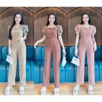ราคา ชุดเซตผ้าวูลเวฟ เสื้อคอระหงส์แขนตุ๊กตาแต่งผ้าทอลายดอก+กางเกงเอวเรียบมีกระเป๋า (25485851905)