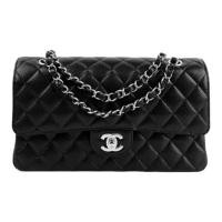 ราคา 100% authentic/CHANEL women's bag/CF series medium size/cowhide classic flap bag/silver buckle chai (26427607708)