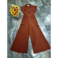 ราคา จั้มสูทขายาว คอปกสูทสีส้มอิฐ มือ 1 (27263903944)