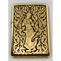 ราคา Zippo Classic Brushed Brass 204 ของแท้ สีทองด้าน ลายนางสีดา 1 ด้าน (28456189620)
