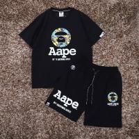 ราคา อินเทรนด์ AAPE Ape Head ฤดูร้อนลายพรางพิมพ์กางเกงขาสั้นแขนสั้นชุดสองชิ้นชุดคู่รักแขนสั้น (40901293768)