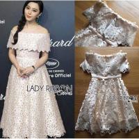 ราคา เดรสออกงานผ้าฉลุเปิดไหล่งานป้าย Lady Ribbon(มือ1) (25732204039)