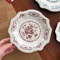 ราคา จานเซรามิค ทรงโค้ง ลายดอกไม้วินเทจ (25758968655)