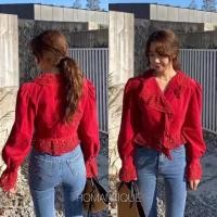 ราคา พร้อมส่ง เสื้อแขนยาวปกแต่งระบายลูกไม้ (5515428845)