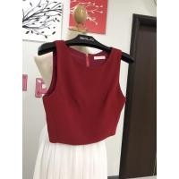 ราคา เสื้อครอป แขนกุด สีแดงไวน์ (5947038304)