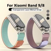 ราคา 2 in 1 Case + Strap สําหรับ Xiaomi Mi Band 9/Band 8 สร้อยข้อมือโลหะ Hard PC กันชนสําหรับ Mi Band 9 สายรัดข้อมือแม่เหล็ก Mi Band 8 สาย (29058069827)
