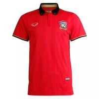 ราคา GS ของแท้ เสื้อฟุตบอลทีมชาติไทย คอปกดำ Grand sport รุ่นคัดบอลโลก 2016 สีแดง ช้างศึก AFF2016 (27910686977)