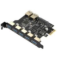ราคา ใหม่ 5/7 พอร์ต USB 3.0 PCI Express การ์ดขยายอะแดปเตอร์ PCIE X1 ถึง USB3.2 Gen1 5Gb 19Pin Header SATA/4Pin Power NEC D720201 ชิปชิป (28539098593)