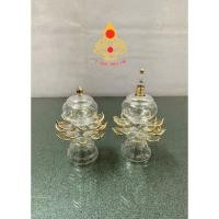 ราคา ผอบแก้ว ผอบดอกบัวแก้วใส SS ผอบบรรจุพระธาตุ ฐานสูง (23534705023)