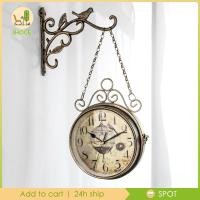 ราคา นาฬิกาแขวนผนัง สองด้าน ใช้แบตเตอรี่ โลหะ สไตล์วินเทจ 2 ด้าน สําหรับตกแต่งบ้าน บาร์ (8286708649)