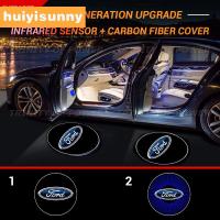 ราคา Hys 2 ชิ้นไฟประตูรถใหม่ Ford Fiesta Ranger Mustang คาร์บอนไฟเบอร์อินฟราเรดไฟต้อนรับไร้สาย HD 3D โลโก้โปรเจคเตอร์ (28956552224)