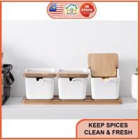 ราคา ชุดกระปุกเซรามิค ใส่เครื่องเทศ น้ําตาล เกลือ พริกไทย พร้อมฝาไม้ และช้อน สไตล์นอร์ดิก (20289050953)